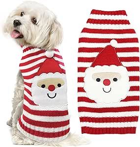DOGGYZSTYLE Dog Christmas Sweater Xmas Pet Clothes Cute Striped Santa Claus Costume Holiday Puppy... | Amazon (US)