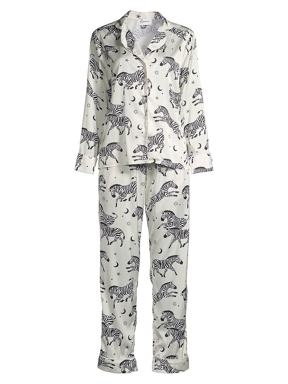 Women's Rio Two-Piece Satin Pajama Set - Zebra White - Size Small | Saks Fifth Avenue