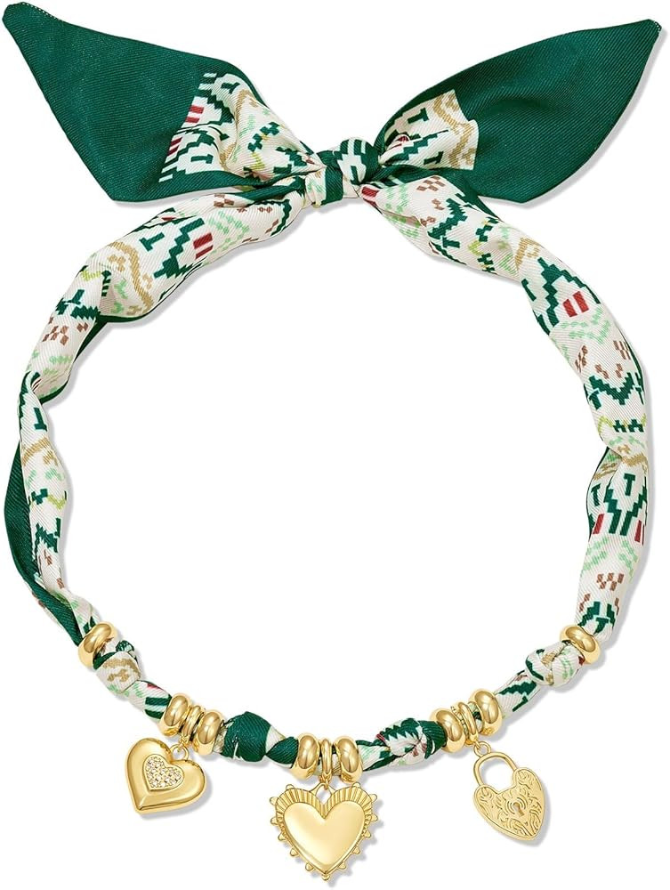KissYan Scarf Necklace for Women, Bandana Charm Choker with 14K Gold Plated Detachable Star Moon ... | Amazon (US)