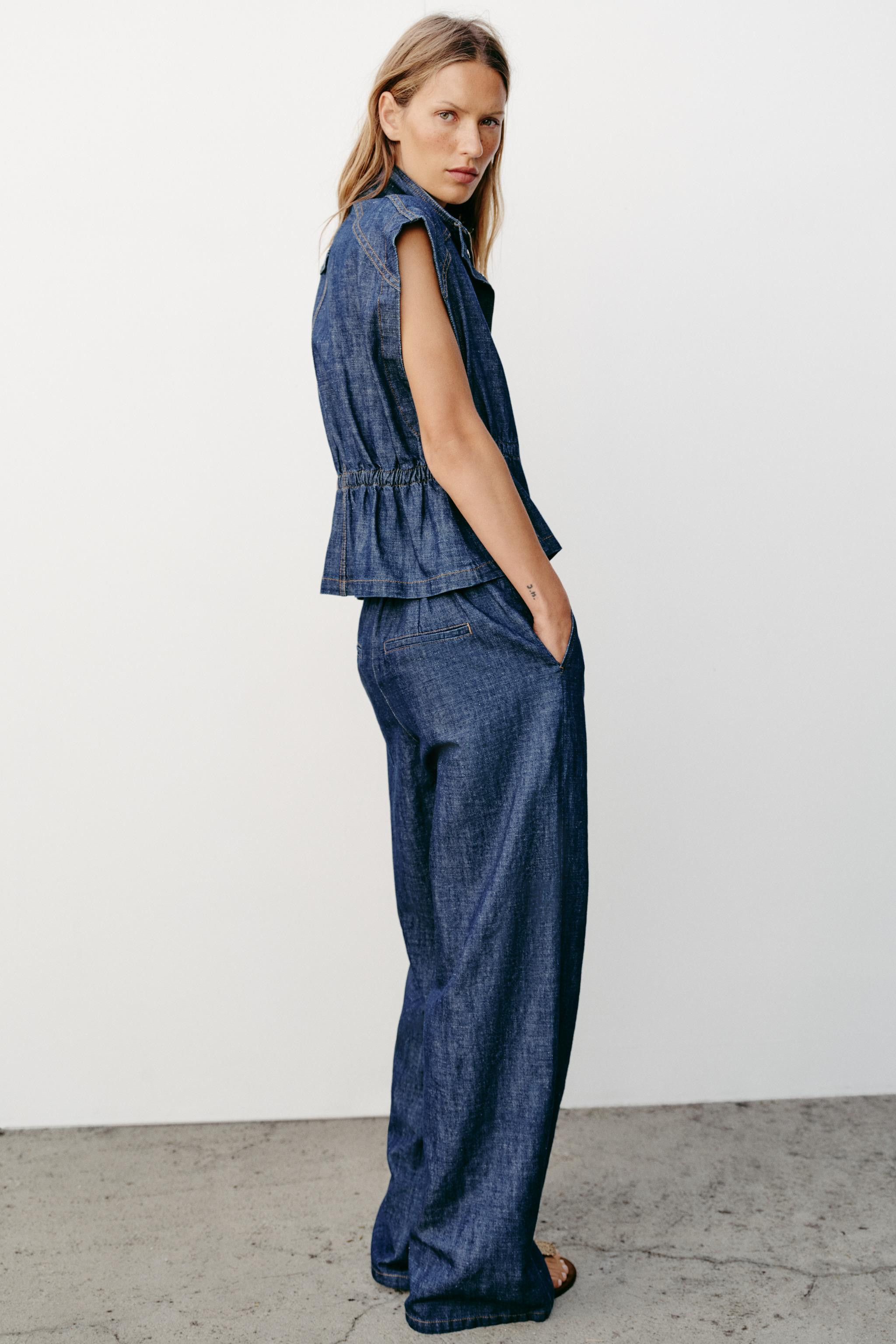 LINEN VEST WITH ELASTIC WAIST | Zara US