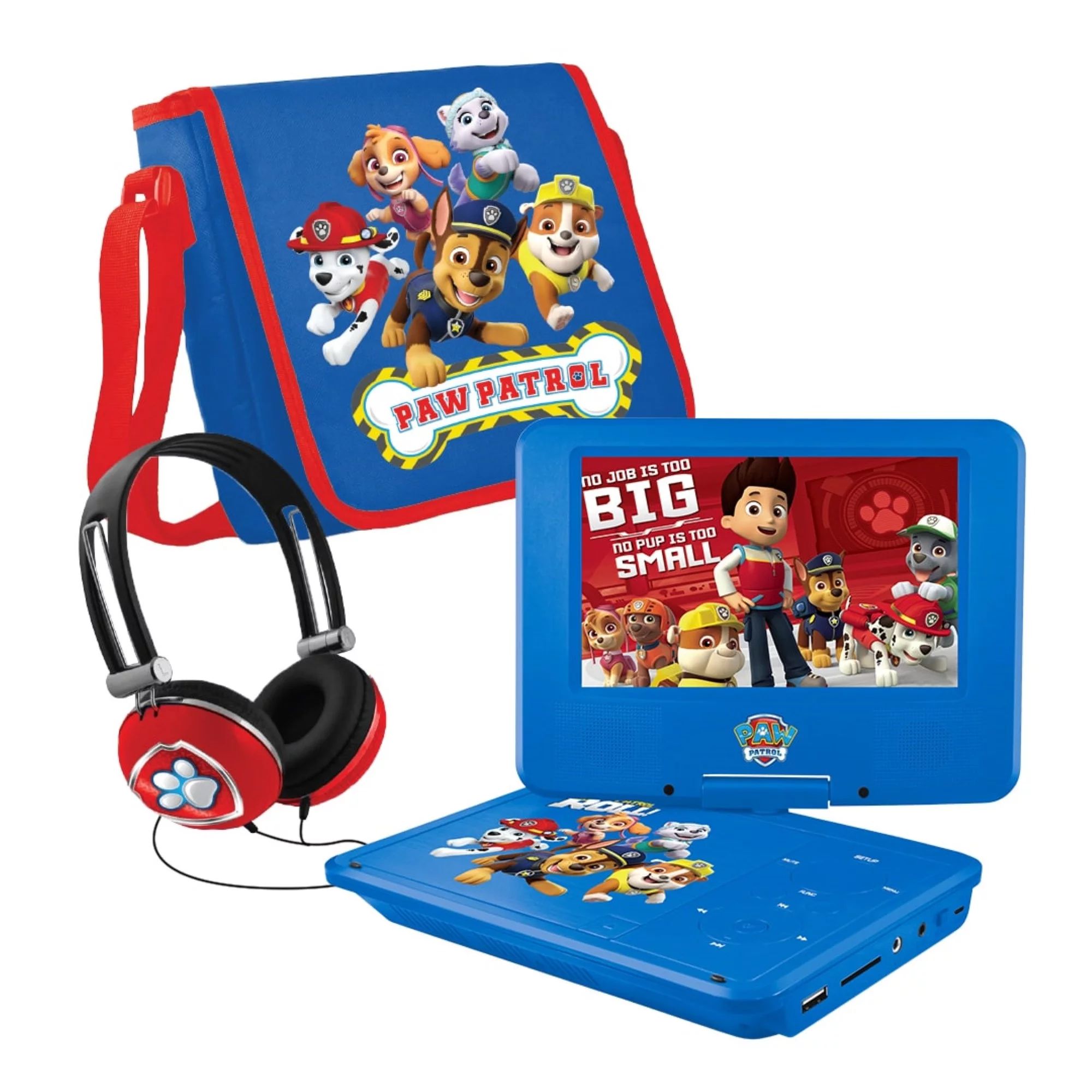 PAW Patrol NKPDVD700CH 7" Portable DVD Player with Headphones + Carrying Bag - Blue | Walmart (US)