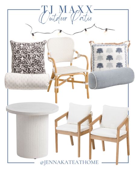 TJ Maxx, summer patio items, including outdoor seating, side tables, decorative outdoor pillows and outdoor lighting, coastal style home decor

#LTKFamily #LTKSeasonal #LTKHome