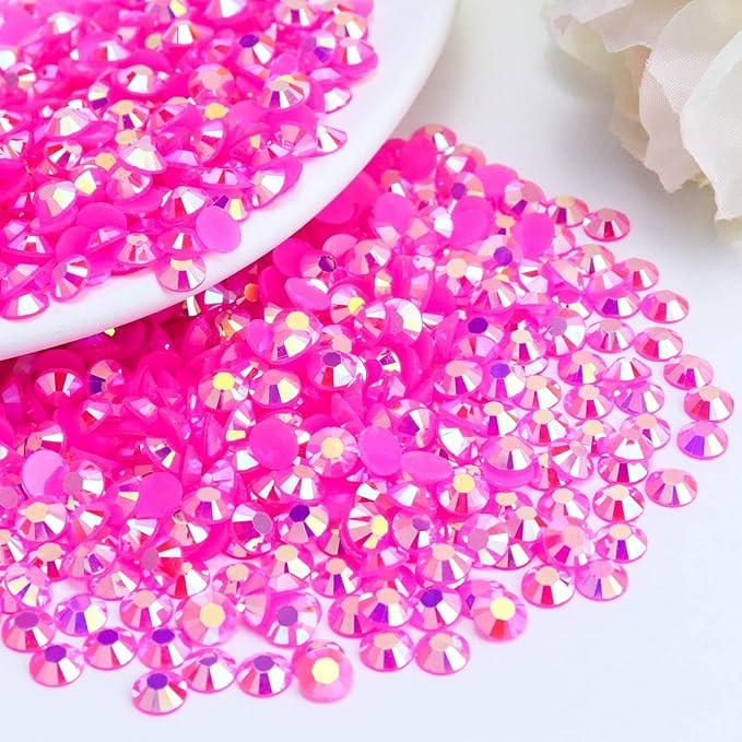 2000PCS 4mm Resin Flatback Rhinestone, Hot Pink/Rose AB Color Flatback Jelly Resin Rhinestones fo... | Amazon (US)