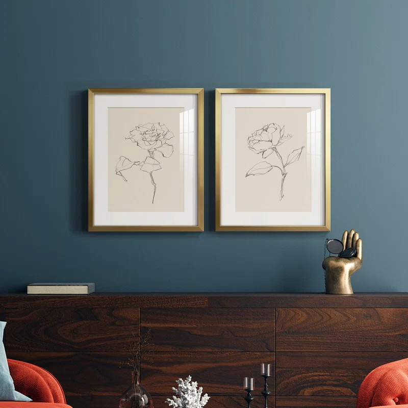 Floral Contour Study I Framed On Paper 2 Pieces Print | Wayfair North America
