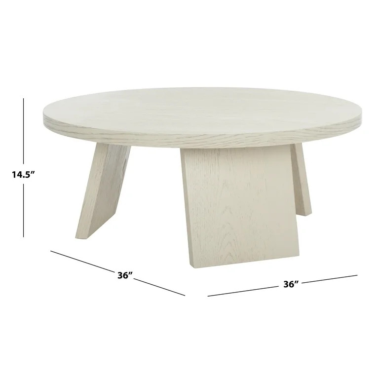 SAFAVIEH Couture Julianna Rustic Round Wood Coffee Table, White Wash - Walmart.com | Walmart (US)