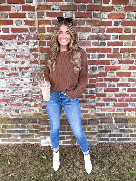 Love this fall outfit!! Wearing size small in the sweater! Jeans & shoes are tts! 

#LTKsalealert #LTKunder50 #LTKunder100