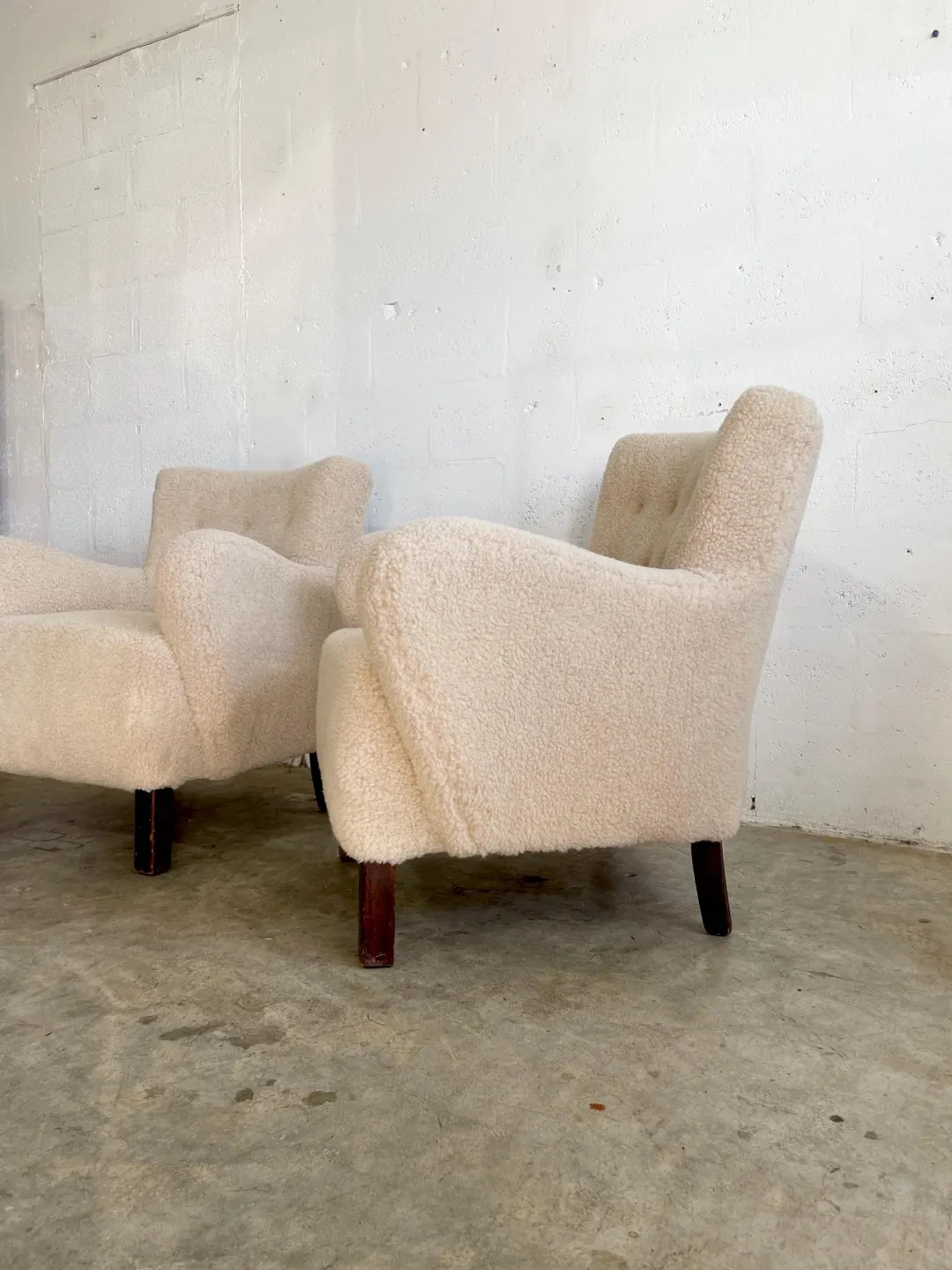 Pair Danish Mid Century Modern Lounge Sherpa Chairs - Etsy | Etsy (US)
