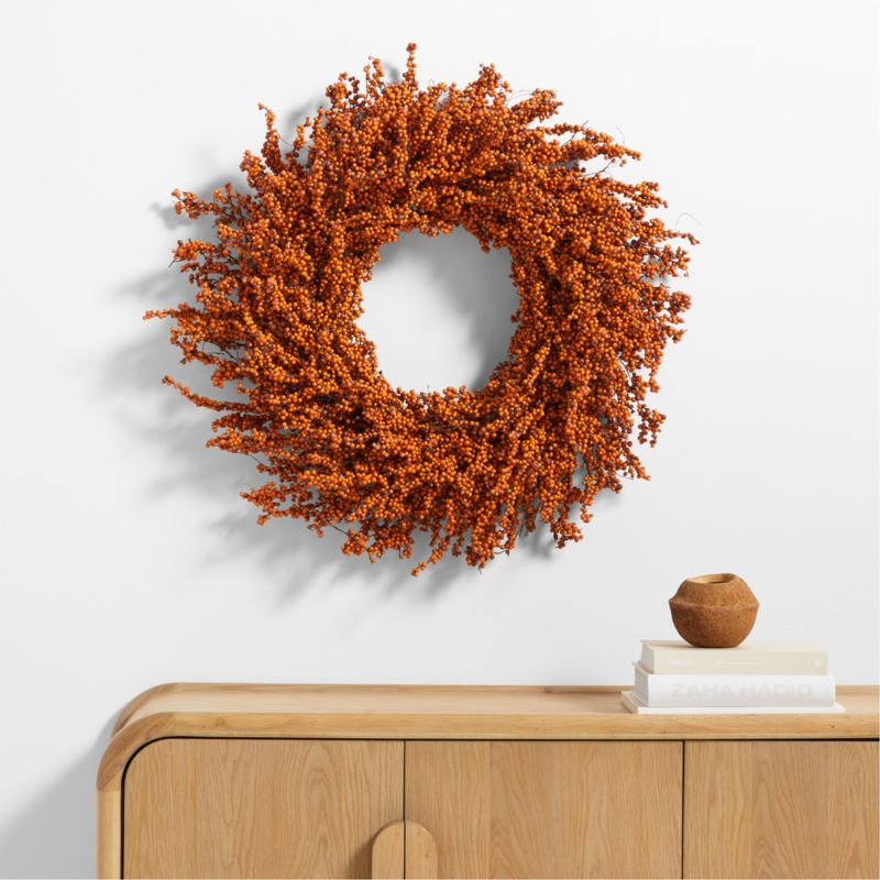 Faux Orange Mini Berry Wreath 32 | Crate & Barrel