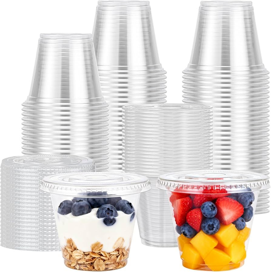Lamosi 9 oz Clear Plastic Cups with Lids 50 Pack, Clear Disposable Cups with Flat Lids No Hole fo... | Amazon (US)