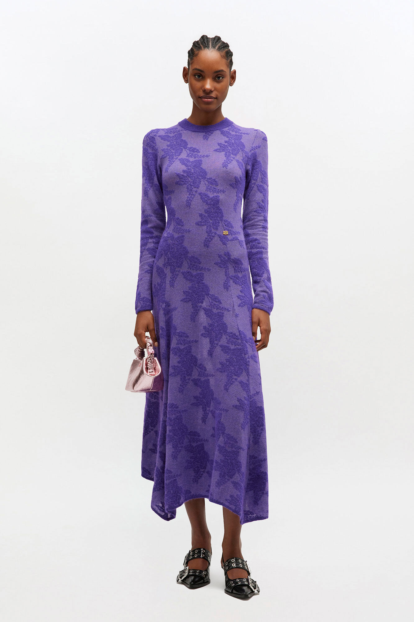 Purple Sheer Flower Dress | Ganni