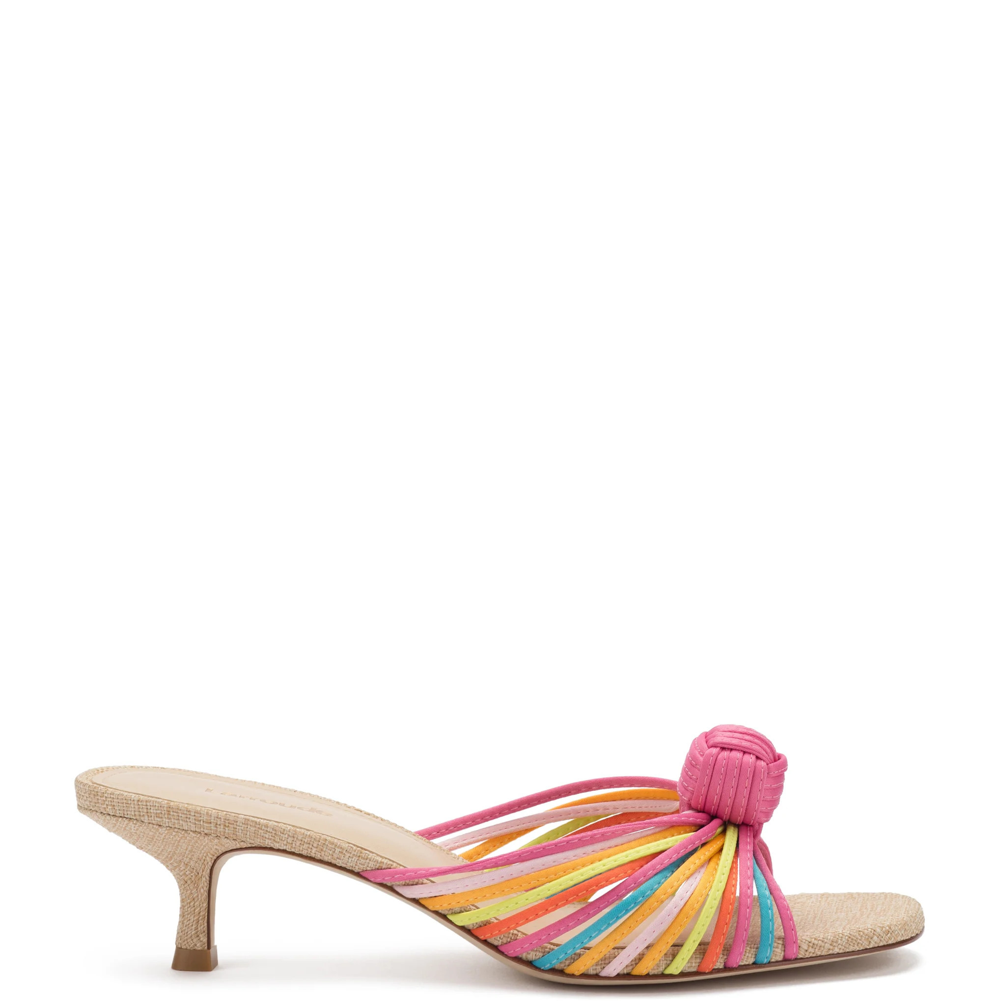 Valerie Mule In Multicolor Satin and Raffia | Larroude