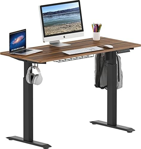 SHW Memory Preset Electric Height Adjustable Standing Desk, 48 x 24 Inches, Walnut | Amazon (US)