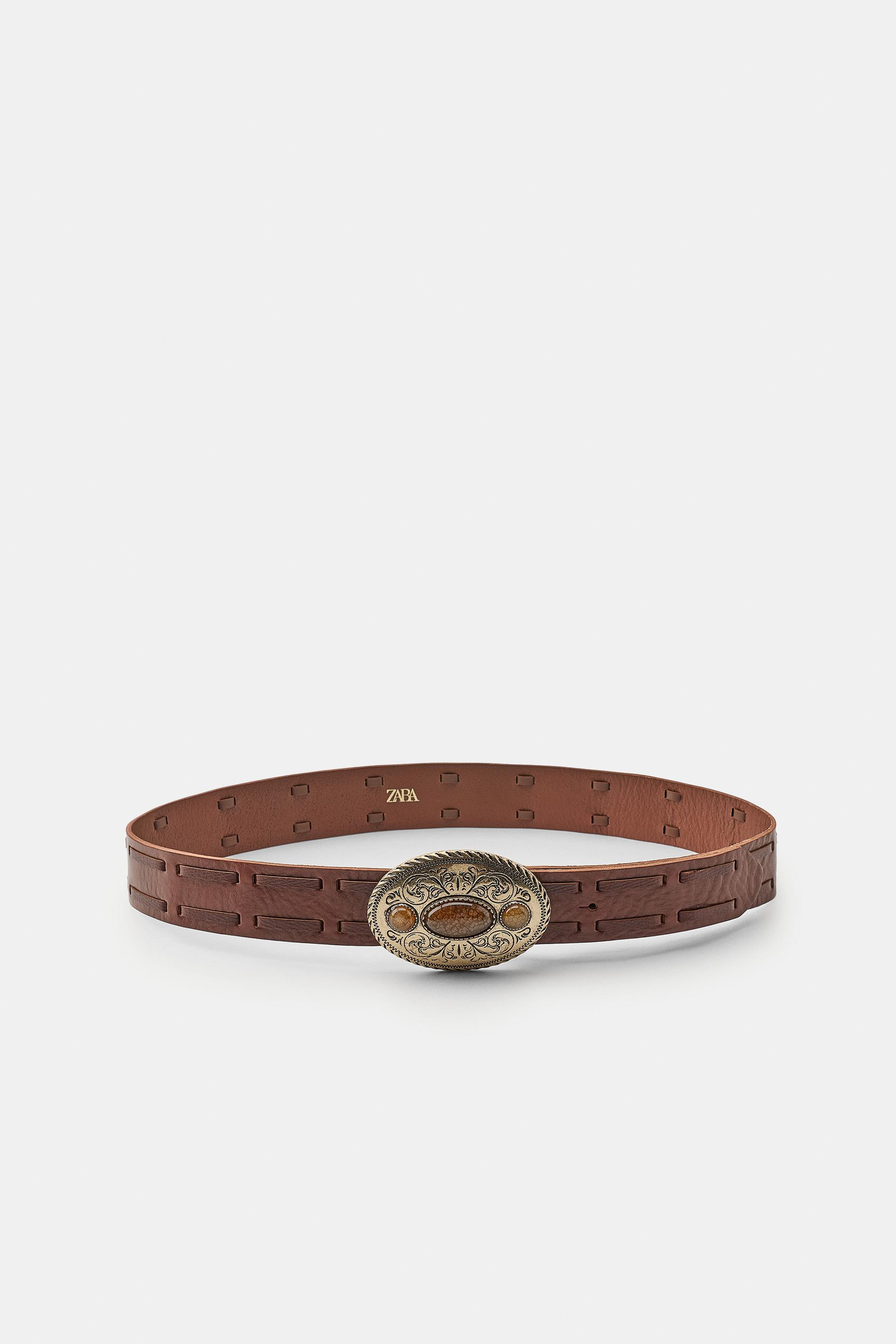 Zara - 100% Leather Sash Belt With Pockets - Women - Chocolate - Women | Zara US