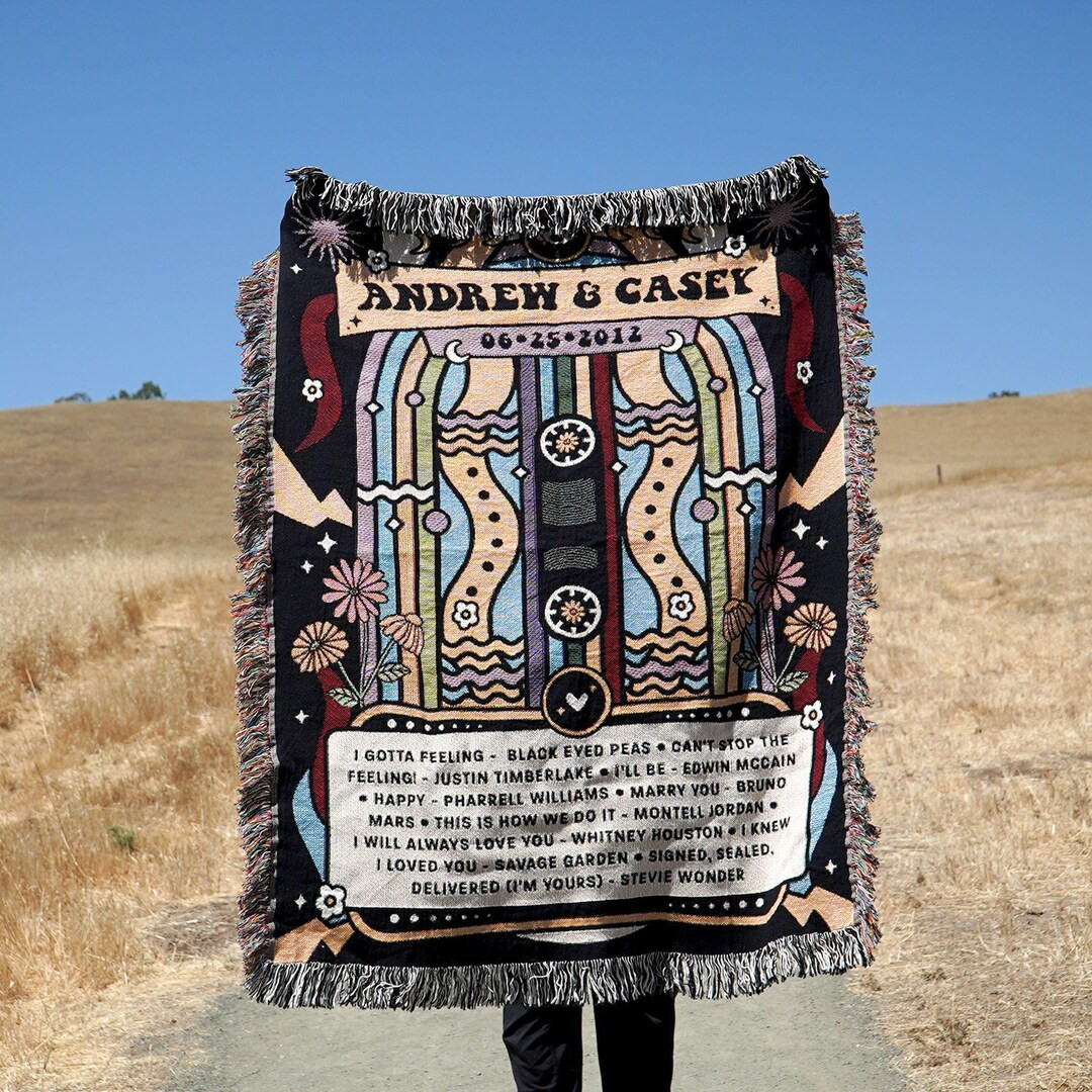 NEW Personalized Music Festival Concert List for Couples Gifts Woven Throw Blanket Unique Music M... | Etsy (US)