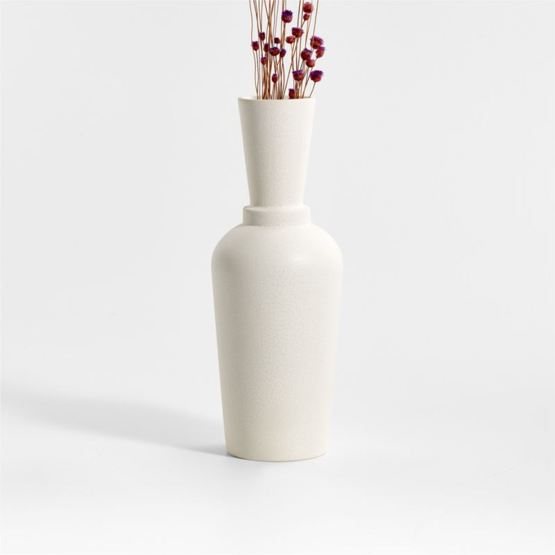 Warrick Funnel Neck White Vase 10" + Reviews | Crate & Barrel | Crate & Barrel