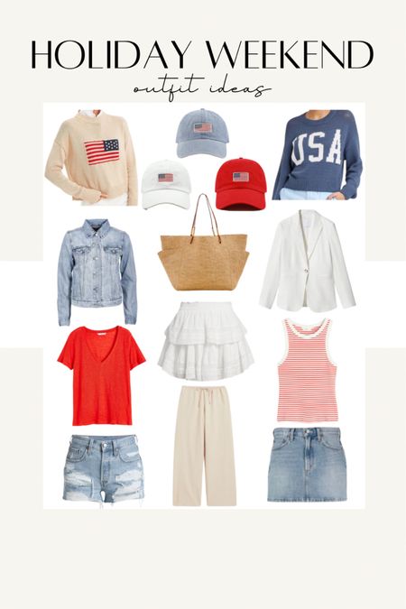 4th of July Outfit Ideas Patriotic Outfit Inspiration Red White & Blue USA American Flag Sweater Baseball Cap  