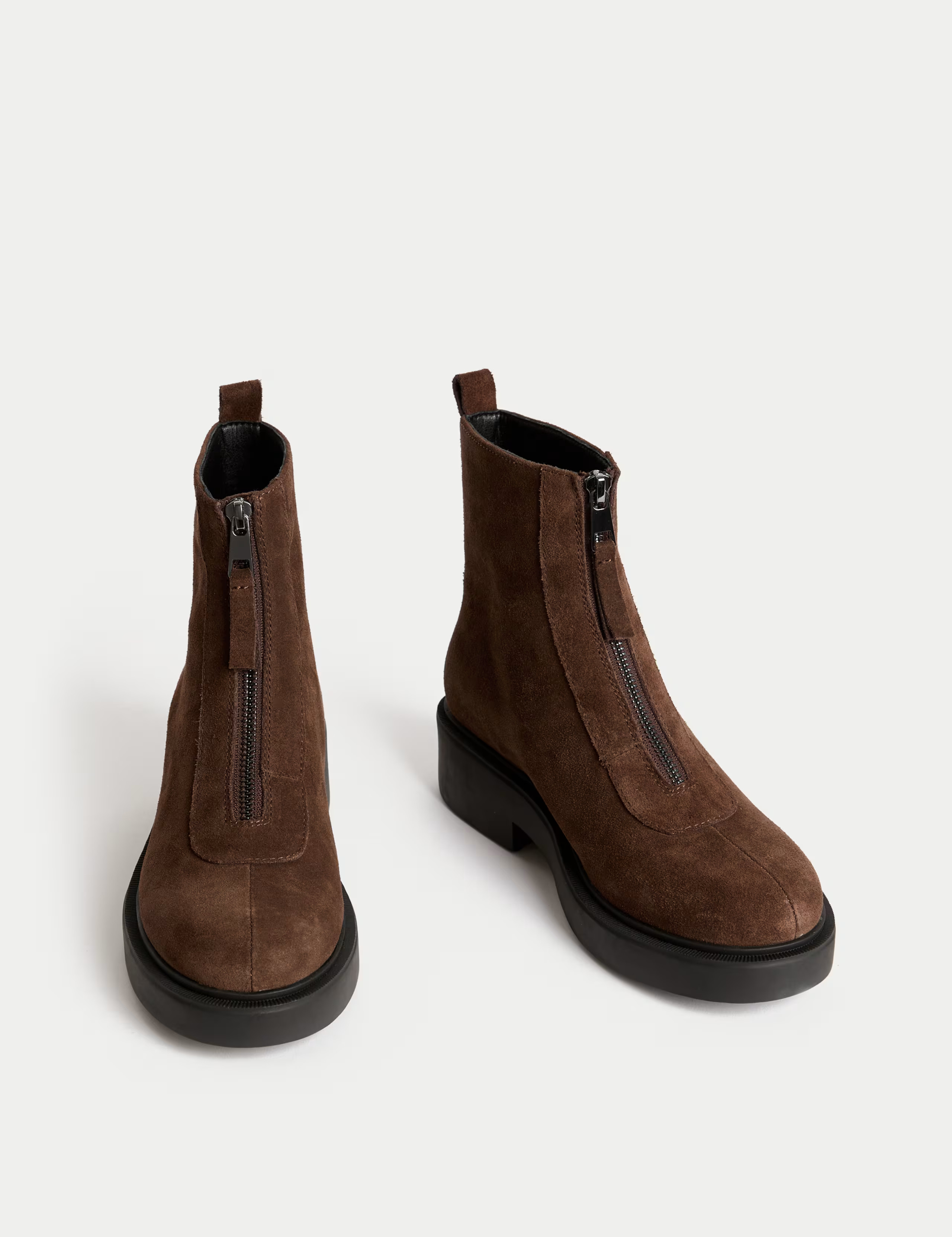 Suede Front Zip Block Heel Ankle Boots | M&S Collection | M&S | Marks & Spencer (UK)