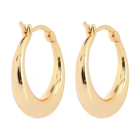 Amy and Annette 14K Gold Graduated Hoop Huggie Earring in 14K Yellow Gold Plated | Walmart (US)