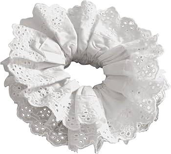White Scrunchie, Extra Large Lace Scrunchies for Women, 7 Inch Oversized Scrunchie, Satin Big Scr... | Amazon (US)