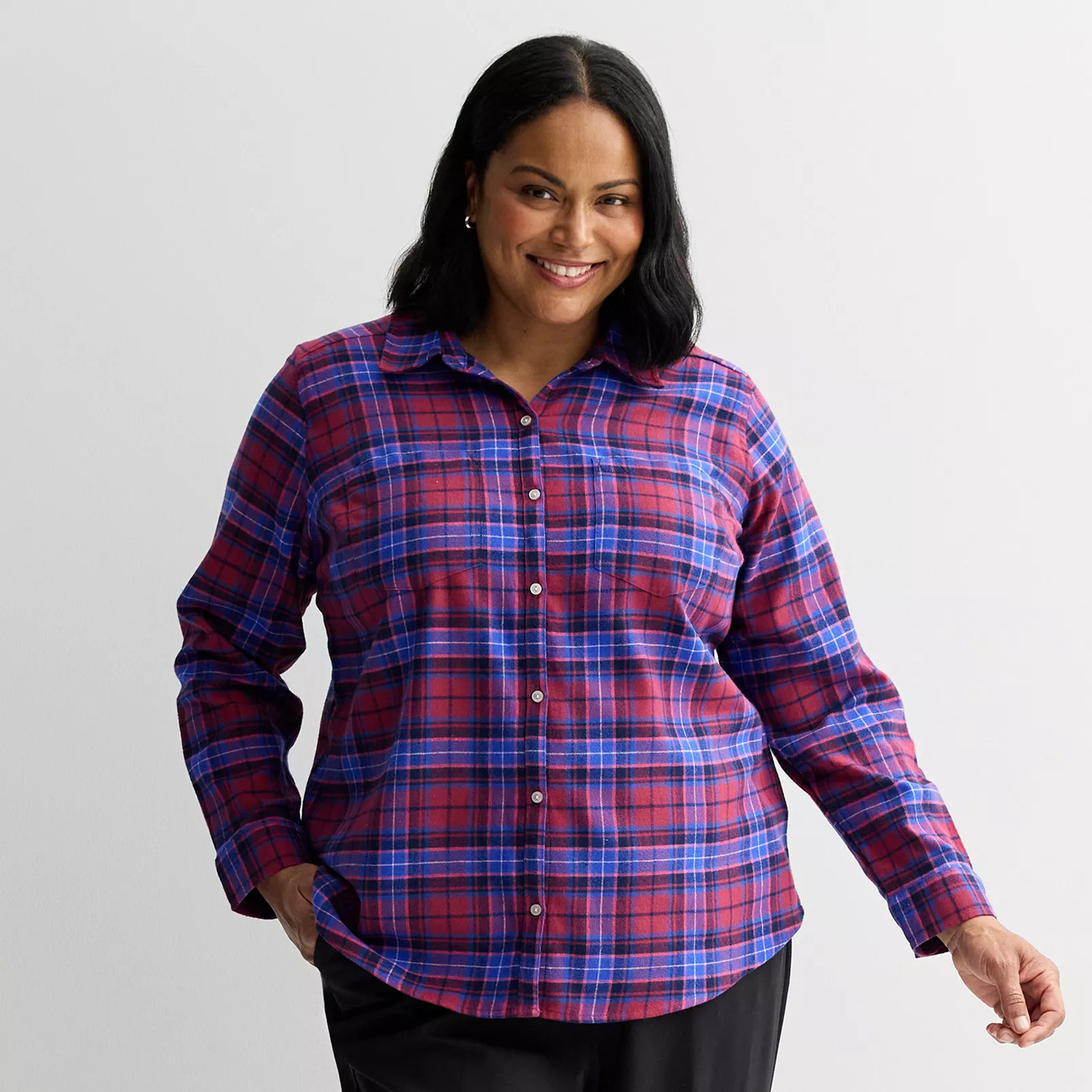 Plus Size Croft & Barrow® The Extra Soft Plaid Flannel Shirt | Kohl's