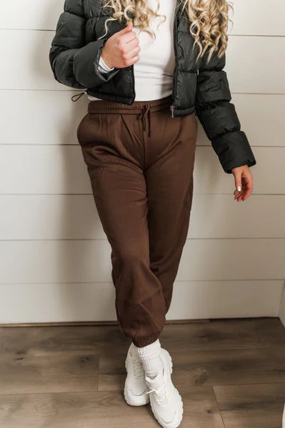 Chocolate Joggers | She Is Boutique