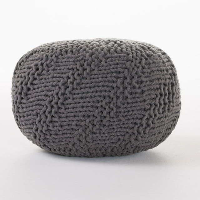 Kyra Outdoor Fabric Weave Pouf,Dark grey | Walmart (US)