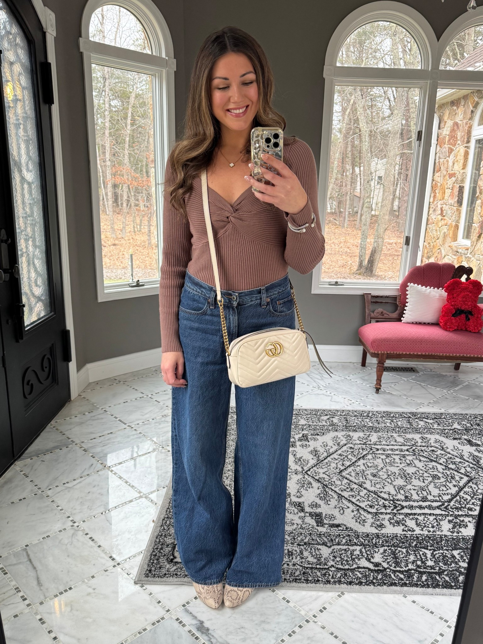 This sweater is on sale for $9.99! 🤎⚪️

Mom outfit, wide leg jeans, going out sweater, dressy sweater, date night outfit, dinner outfit, Gucci bag, Abercrombie jeans, casual mom outfit, casual mom look, outfit of the day, mom ootd, neutral outfit, neutral outfits, outfit ideas, style over 35, style over 40, stylish mom, mom of toddlers, toddler mom outfit, SAHM style, neutral style, mom outfit ideas 

#LTKFindsUnder100 #LTKootd #LTKFindsUnder50