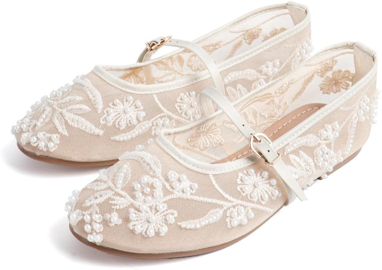 MAVMAX Ballet Flats with Strap for Women Floral Ballet Flats Mesh Shoes Women Flat Slip On Baller... | Amazon (US)
