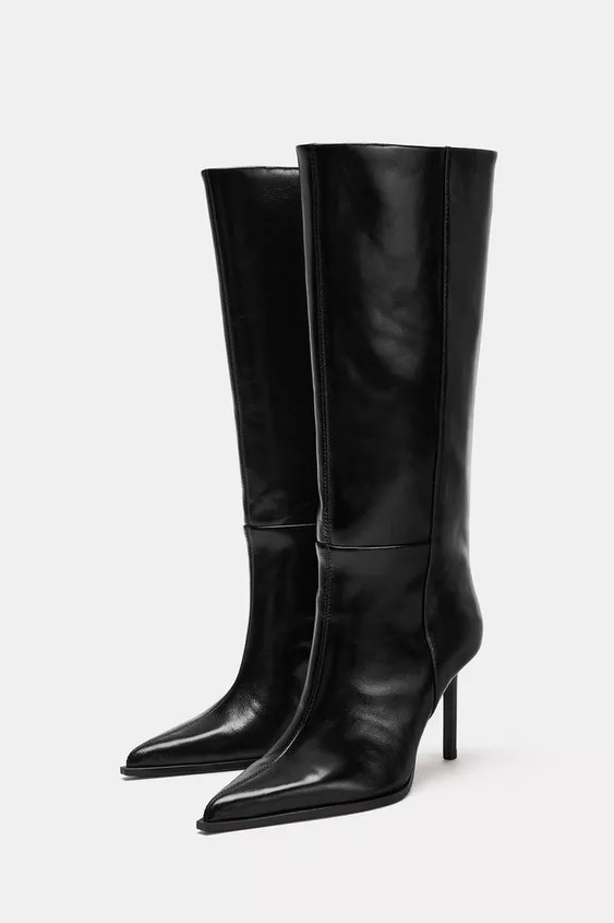 HEELED LEATHER BOOTS | Zara US
