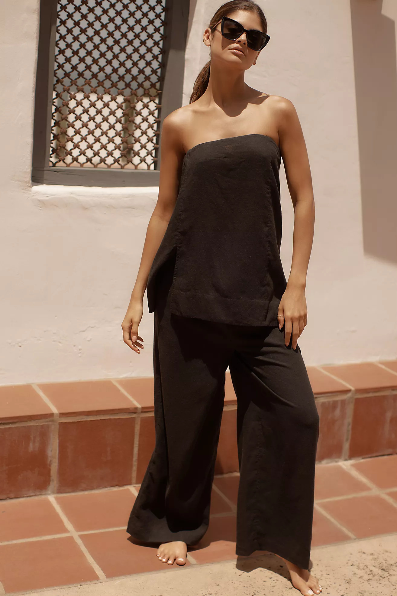 By Anthropologie Strapless Linen Top | Anthropologie (US)