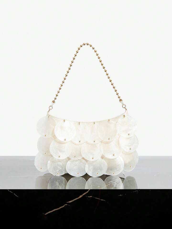 £14.03£17.25-19%SHEIN SXY Ladies, Women Shell Pieces Top Handle Bags , Gold Metal Chain,Fashion... | SHEIN