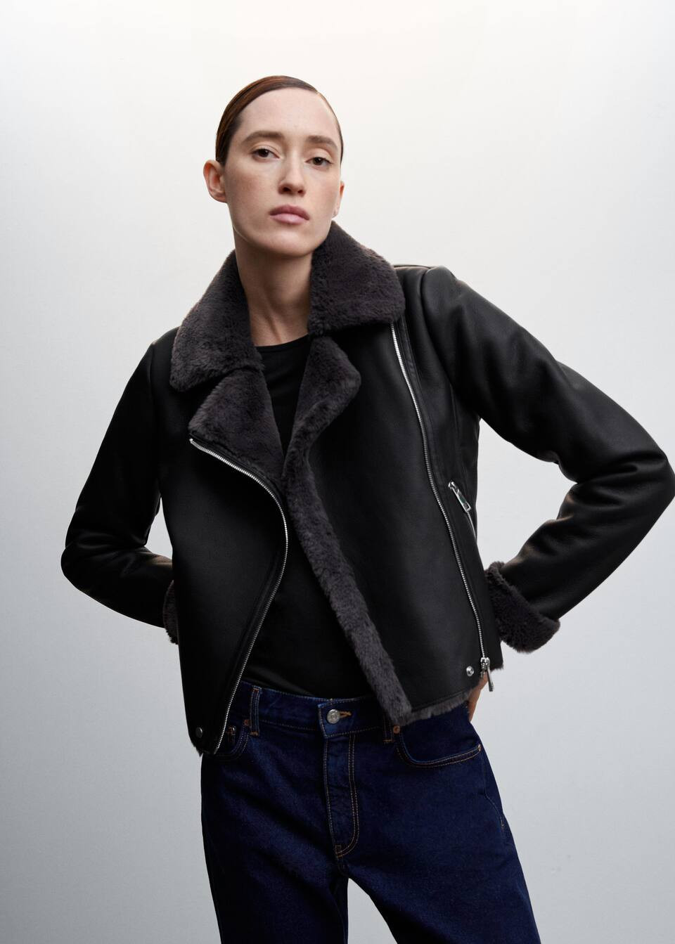 Faux shearling-lined jacket -  Women | Mango USA | MANGO (US)