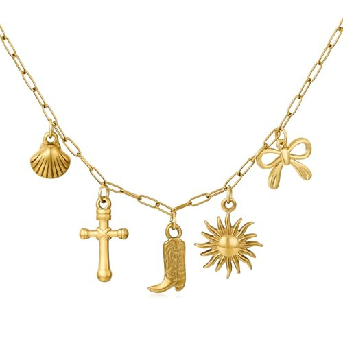 Dckazz Coastal Cowgirl Charm Necklace Country Cowboy Charm Necklace Coastal Jewelry for Women Gold | Amazon (US)