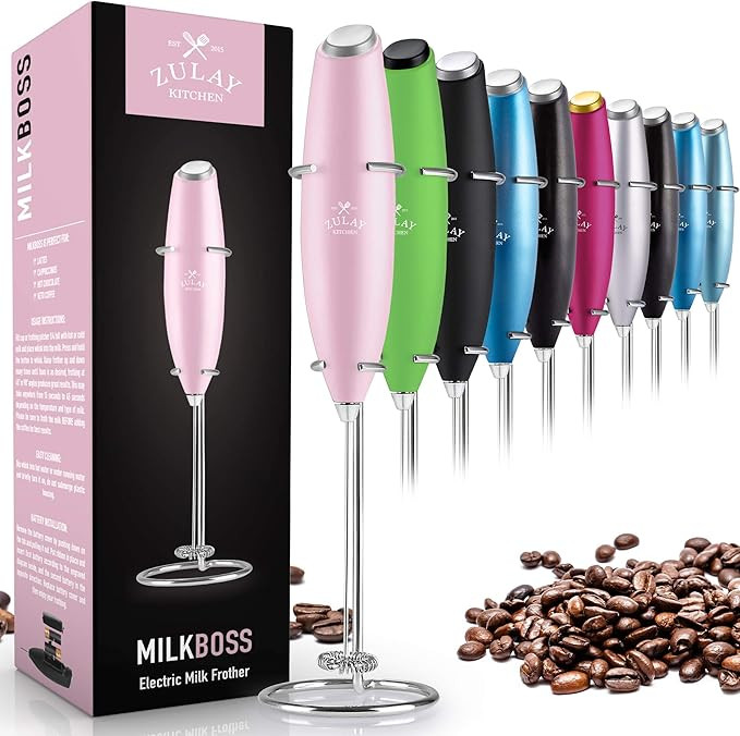 Zulay Original Milk Frother Handheld Foam Maker for Lattes - Whisk Drink Mixer for Bulletproof® ... | Amazon (US)