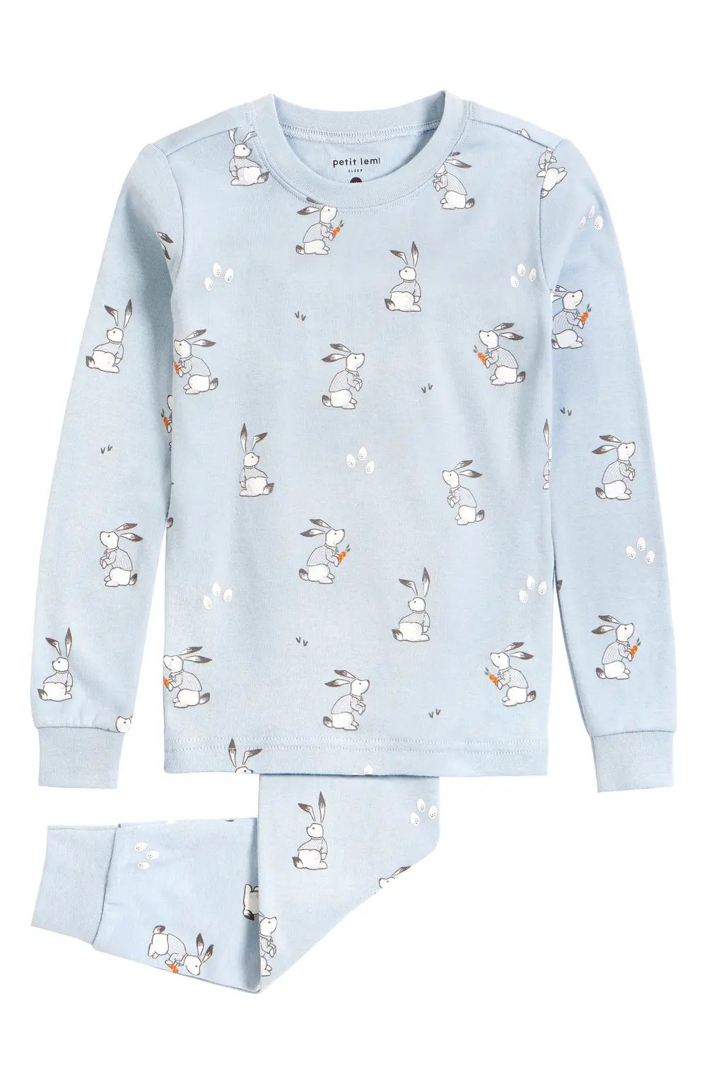 Petit Lem Kids' Dapper Bunny Fitted Two-Piece Cotton Pajamas, Size 2T in 601 Light Blue at Nordstrom | Nordstrom Canada