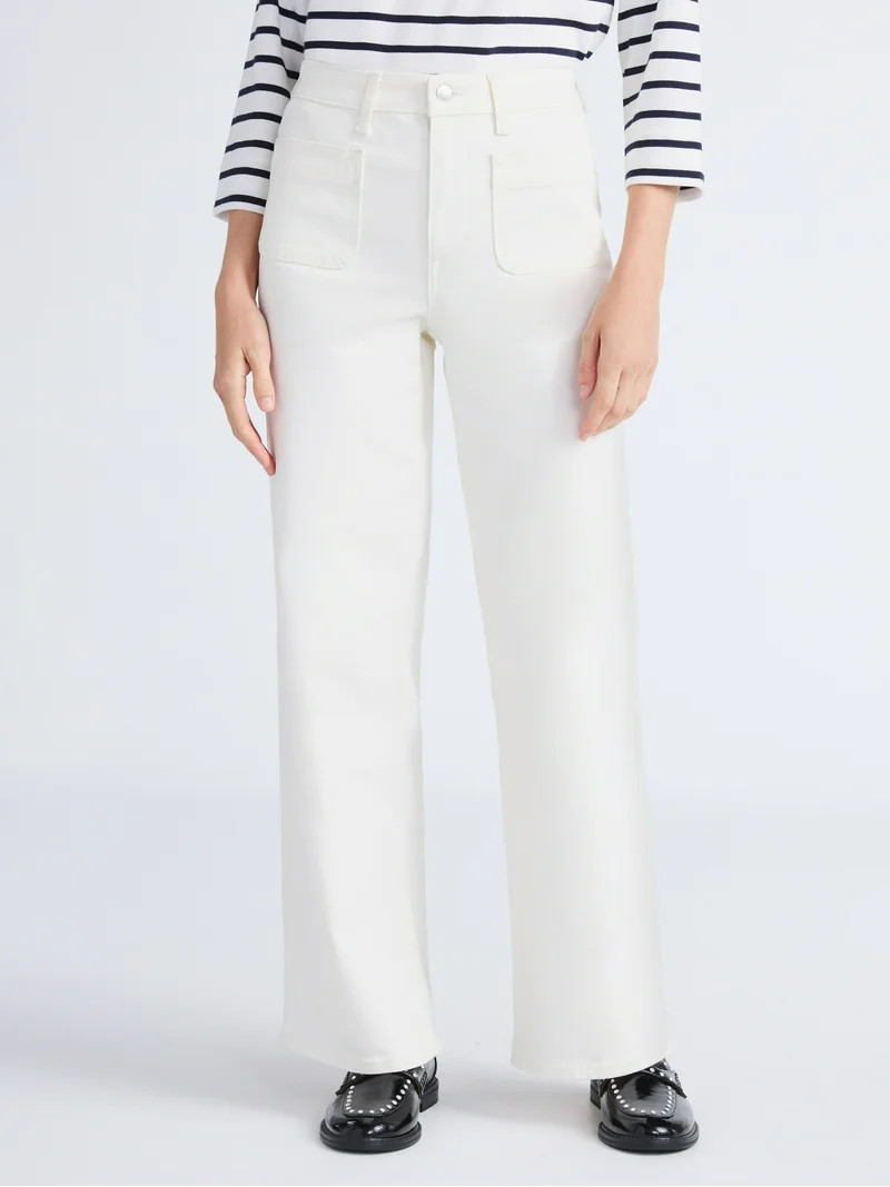 Free Assembly Women's and Women's Plus Wide Leg Jeans with Patch Pockets, 30", 32", and 34" Insea... | Walmart (US)