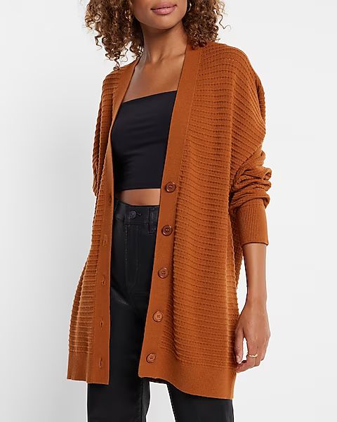 Textured Oversized Button Front Cardigan | Express