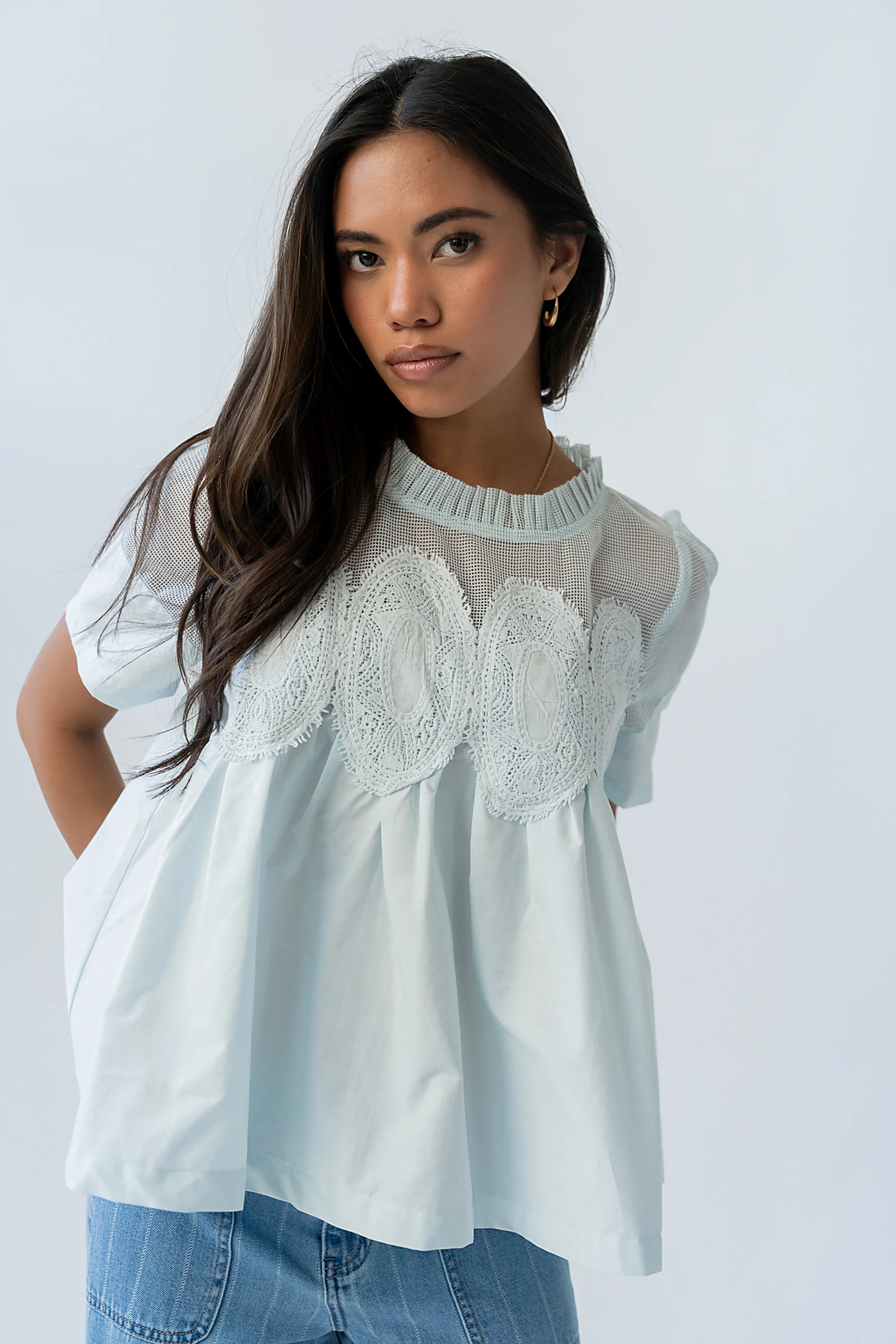 Estelle Mesh Top in Light Blue | Böhme US