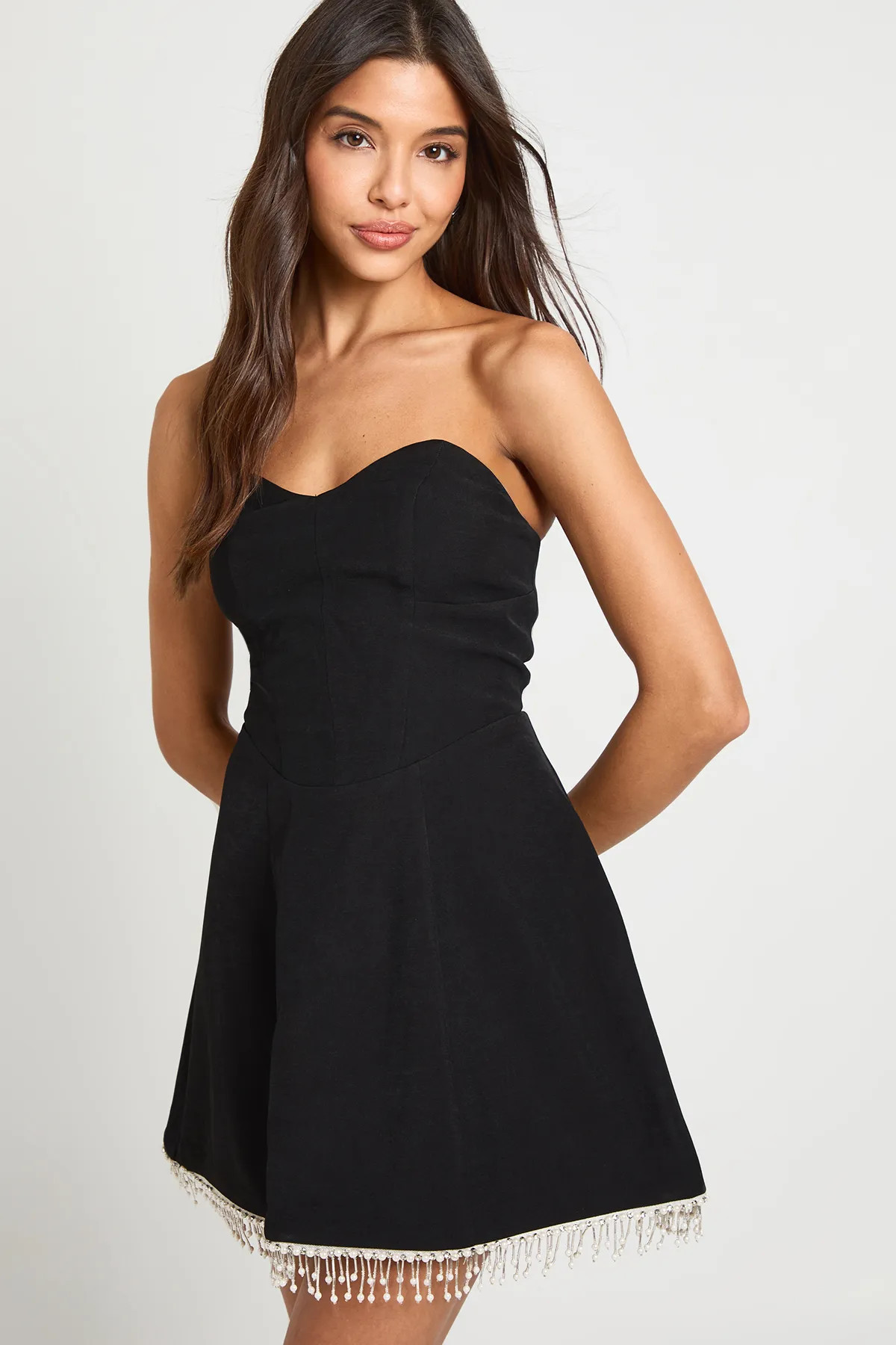 Bandeau Trim Hem Skater Dress | Boohoo.com (UK & IE)