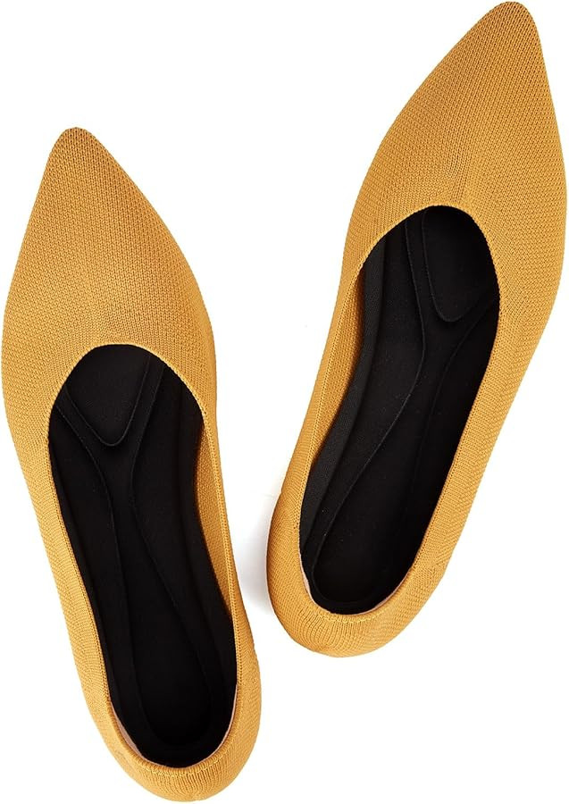 Women's Ballet Flat Shoes Knit Dress Shoes Pointed Toe Flats Comfort Slip on Walking Flats Foldab... | Amazon (US)