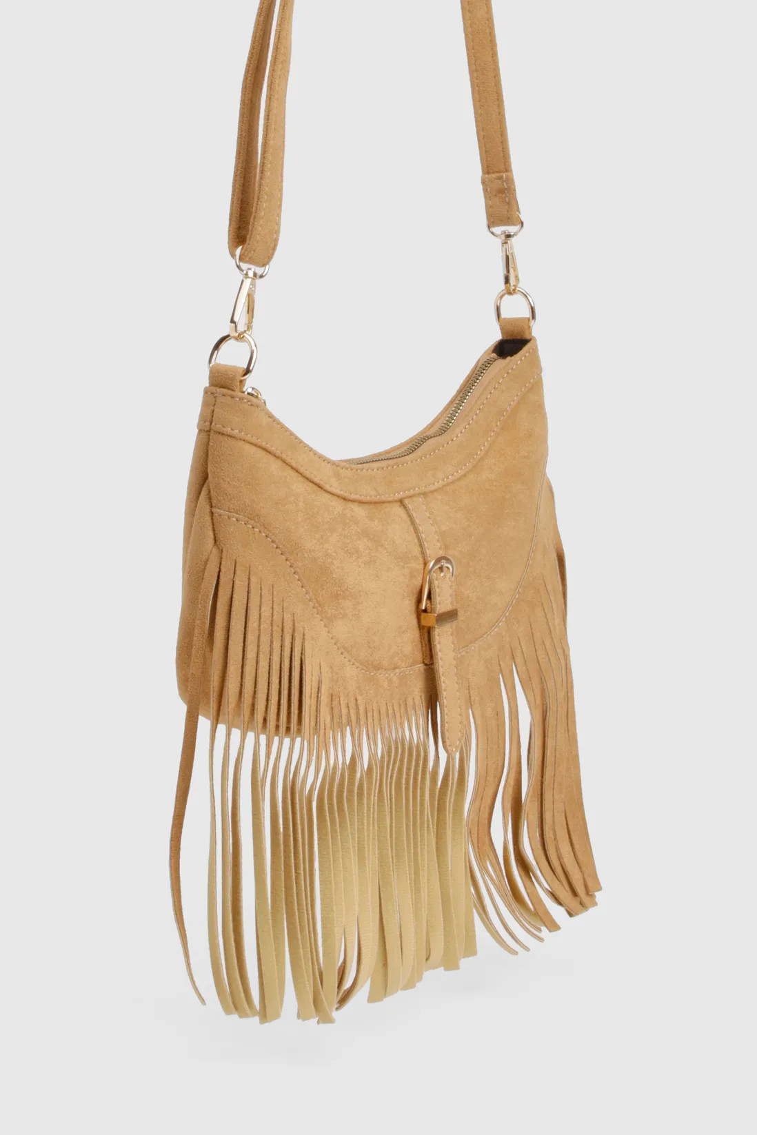 Fringe and Buckle Detail Shoulder Bag | boohoo (US & Canada)