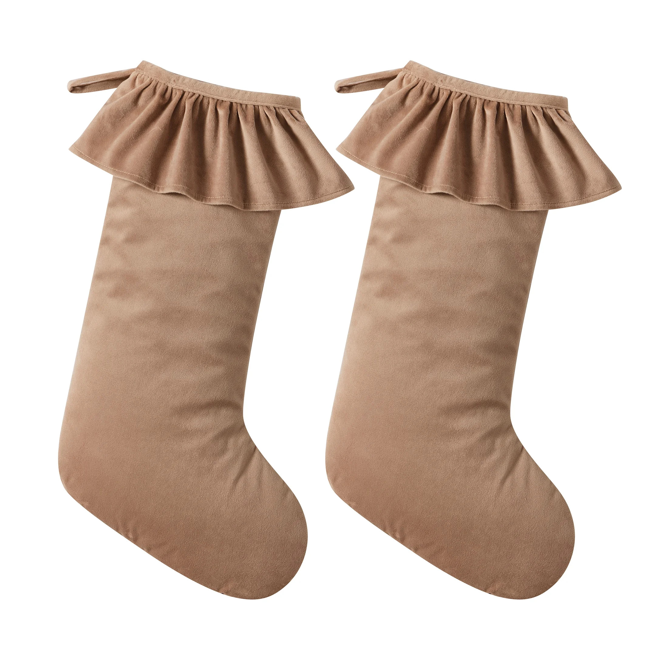 My Texas House Ruffle Taupe Velvet Christmas Stockings, 20" x 10" (2 Count) | Walmart (US)