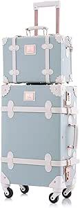 UNIWALKER Vintage Luggage Set, 2 Piece Women Carry on Trolley Suitcase with Spinner Wheels, Handc... | Amazon (US)