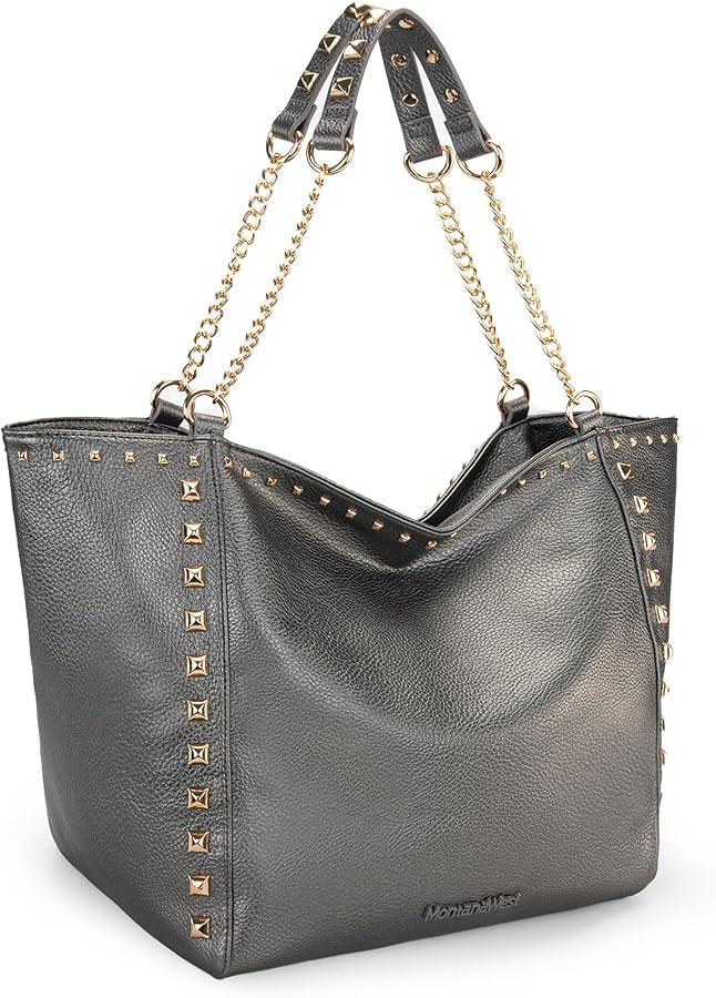 Montana West Hobo Bags for Women Large Tote Bag Shoulder Purses with Chain Handbags | Amazon (US)