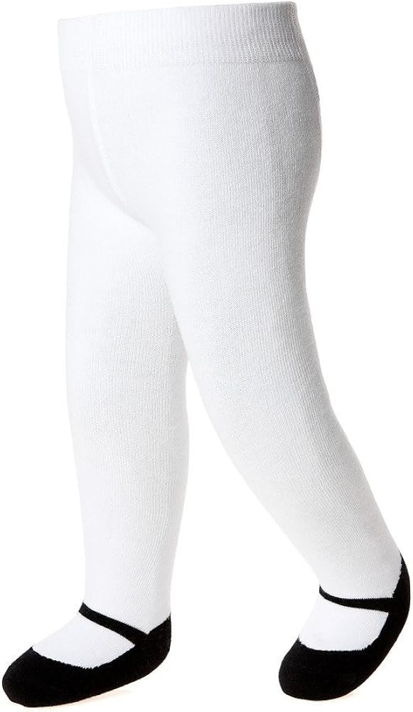 Baby Girl Tights with Sewn-in Mary Jane Shoe Design - Anti Slip - Cotton-Infant & Toddler Sizes | Amazon (US)