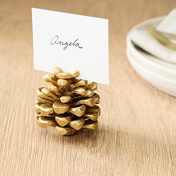 Forest Shine Metal Pinecone Placecard Holders | West Elm | West Elm (US)