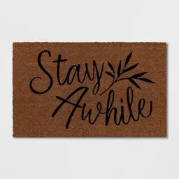 1'6"x2'6" Stay Awhile Coir Doormat Natural - Threshold\u2122: Outdoor Welcome Mat, Medium Pile, R... | Target