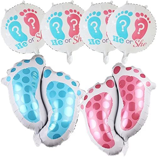 Eblulu 6 Pieces Gender Reveal Balloons Gender Reveal Decorations He or She Reveal Baby Foot Ballo... | Amazon (US)