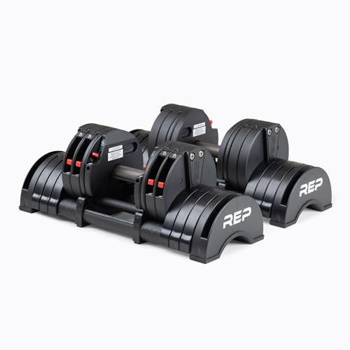 Rep Fitness Quickdraw Adjustable Dumbbells, Multiple weight ranges available including: 5-30, 5-40,5-50 and 5-60 lbs (5-30 lbs) | Amazon (US)