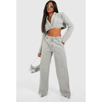 Womens Wide Leg Jeans - Grey - 6 | boohoo (US & Canada)